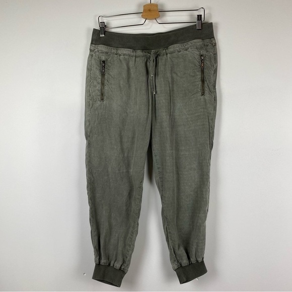 Bella Dahl Washed Army Green Zip Pocket Jogger, Size Medium - Picture 1 of 10